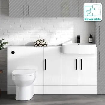 Harper Gloss White Combination Vanity Basin and Miami Toilet 1500mm - Black Accents