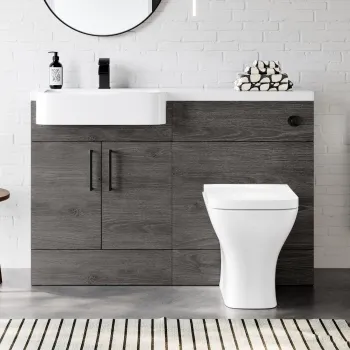Harper Charcoal Elm Combination Vanity Basin and Atlanta Toilet 1200mm - Black Accents - Left Handed