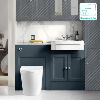 Monaco Inky Blue Combination Vanity Traditional Basin with Marble Top & Boston Toilet 1200mm