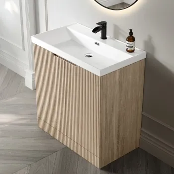 Crete Fluted Apex Oak Basin Vanity 800mm