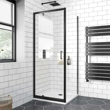 London Matt Black 6mm Pivot Shower Enclosure 760x760mm