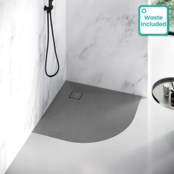 Berlin Quadrant Dark Grey Slate Effect SMC Composite Shower Tray 900x900mm