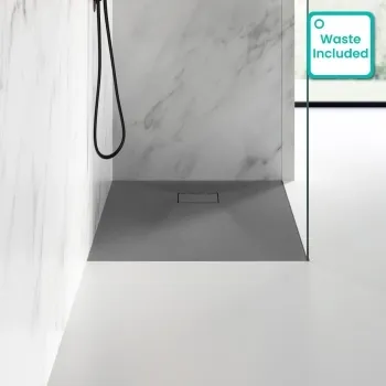 Berlin Square Dark Grey Slate Effect SMC Composite Shower Tray 900x900mm