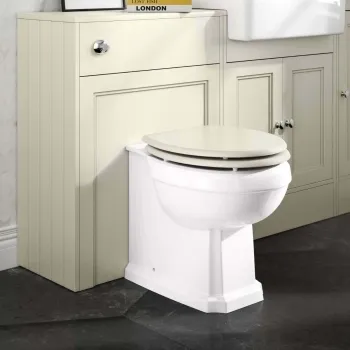 Hudson Traditional Back To Wall Toilet With Chalk White Wooden Seat