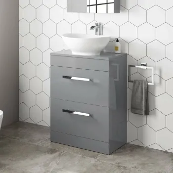 Avon Stone Grey Vanity Drawer with Oval Counter Top Basin 600mm