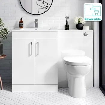 Mersey Gloss White Combination Vanity Basin and Austin Toilet 1100mm