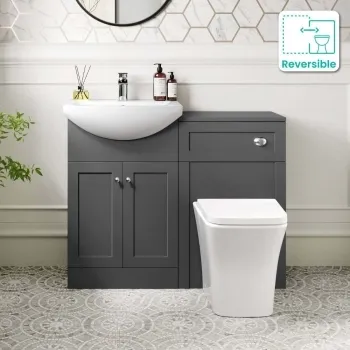 Capri Slate Grey Combination Vanity Basin and Houston Toilet 1050mm - Chrome Handles