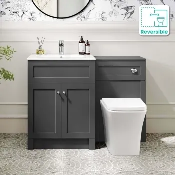 Milos Slate Grey Combination Vanity Basin and Houston Toilet 1100mm - Chrome Handles