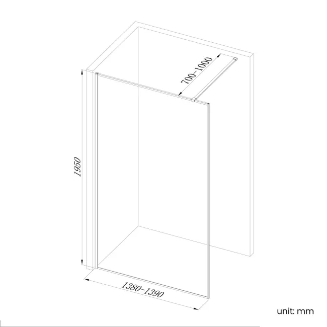 Munich Fluted Effect Matt Black Framed Easy Clean 8mm Wet Room Shower Glass Panel 1400mm