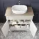 Lucia Chalk White Vanity With Oak Effect Top & Curved Counter Top Basin 840mm