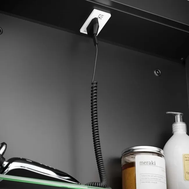 Mia Black Framed Illuminated LED Mirror Cabinet With BLUETOOTH Speaker 710x500mm