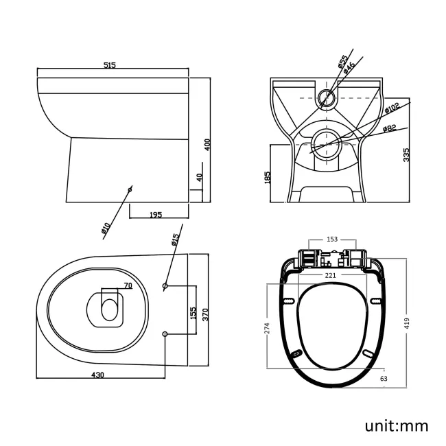 Quartz Stone Grey Combination Vanity Basin and Seattle Toilet 950mm