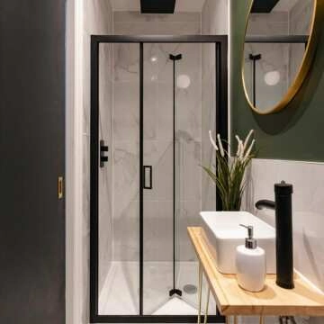 London Matt Black 6mm Bifold Shower Door 800mm