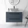 Elba Inky Blue Wall Hung Drawer 800mm Excludes Counter Top Basin - Black Accents