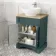 Lucia Midnight Green Vanity with Oak Effect Top & Oval Counter Top Basin 640mm