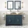 Lucia Inky Blue Double Vanity with Oak Effect Top & Round Counter Top Basin 1200mm - Brass Knurled Handles