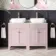 Bermuda Cashmere Pink with Marble Top & Curved Counter Top Basin 1200mm - Brushed Brass Accents