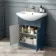 Capri Navy Blue Vanity with Semi Recessed Basin 650mm - Chrome Handles