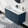 Crete Fluted Navy Blue Wall Hung Basin Drawer Vanity 1000mm