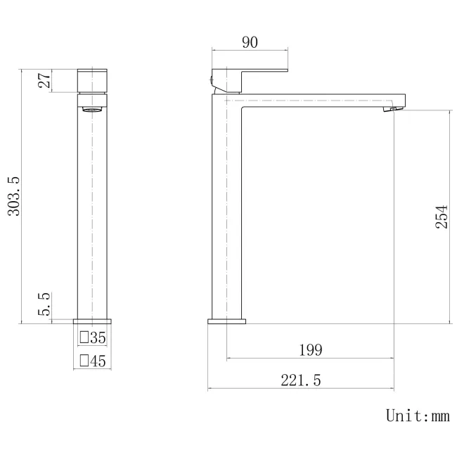 Lea Chrome High Rise Basin Mixer Tap