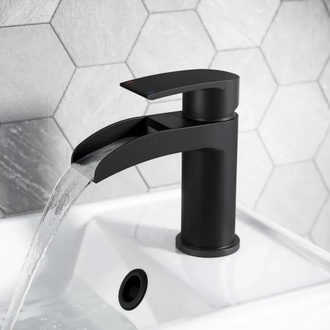 Eden Matt Black Waterfall Cloakroom Basin Mixer Tap