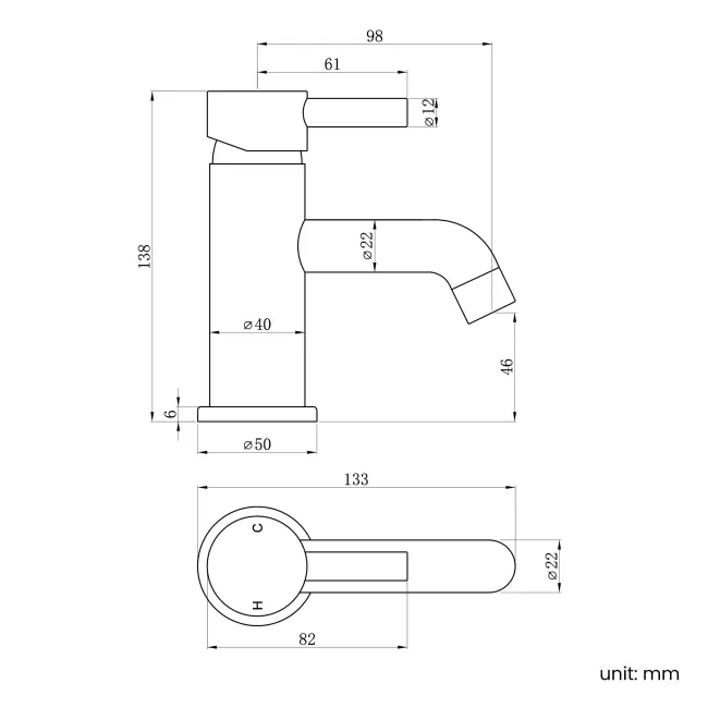 Trent Gunmetal Grey Cloakroom Basin Mixer Tap