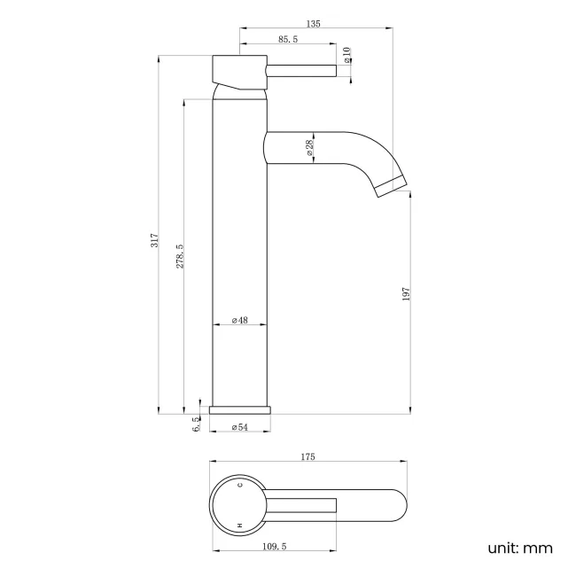 Trent Gunmetal Grey High Rise Basin Mixer Tap