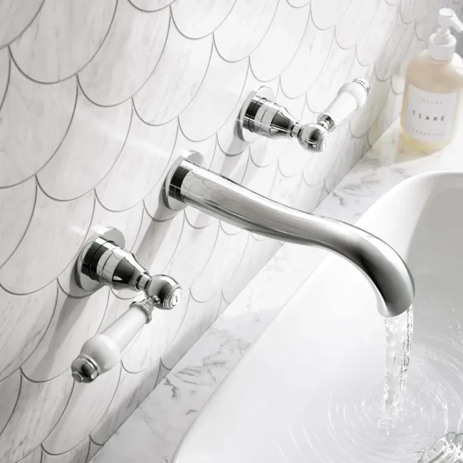 Beauly Traditional Chrome Wall Mounted Basin Mixer Tap
