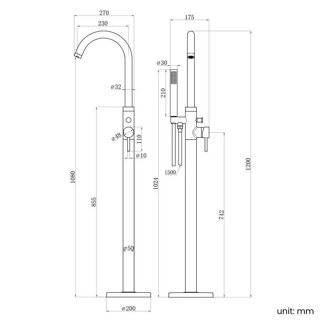 Trent Gunmetal Grey Freestanding Bath Shower Mixer Tap