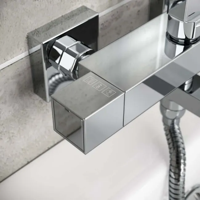 Galway Square Chrome Thermostatic Bath Filler Shower Set