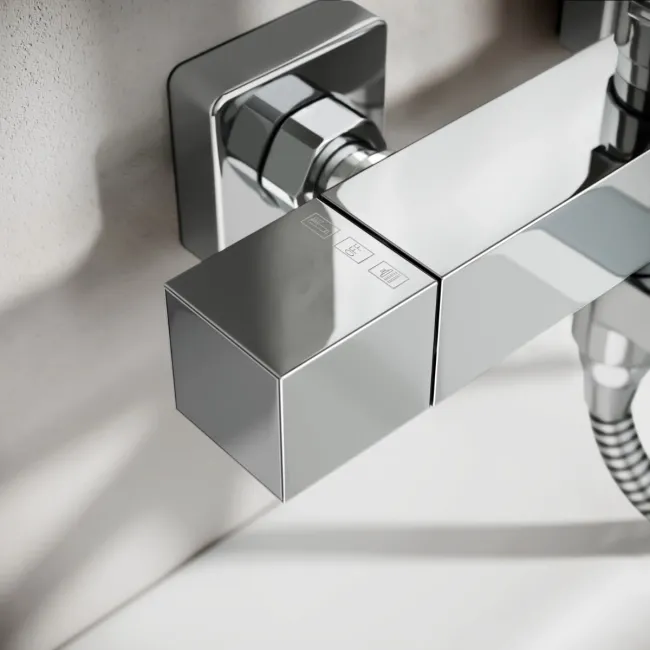 Skye Square Chrome Thermostatic Bath Filler Shower Set