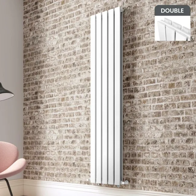 Faro White Double Flat Panel Vertical Radiator 1800x350mm