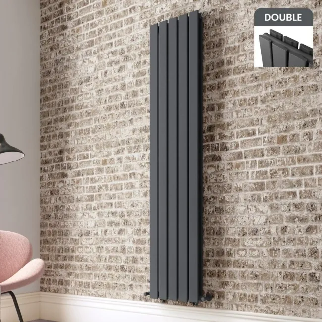 Faro Anthracite Double Flat Panel Vertical Radiator 1800x350mm
