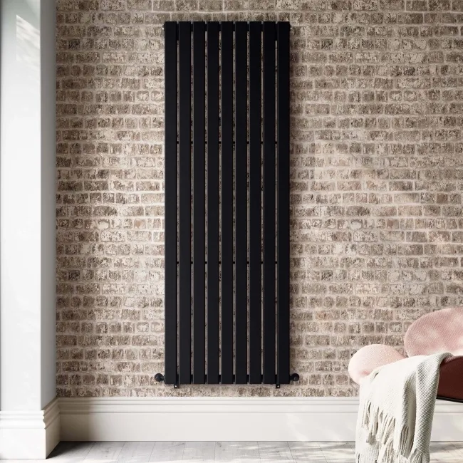 Faro Matt Black Double Flat Panel Vertical Radiator 1800x630mm