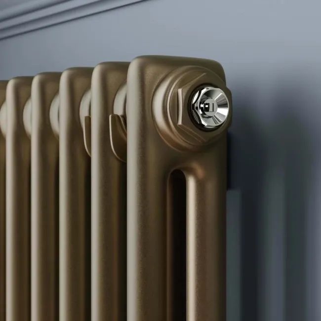 Athens Antique Gold Double Column Vertical Traditional Radiator 1800x470mm