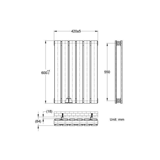 Faro Anthracite Double Flat Panel Horizontal Radiator 600x420mm