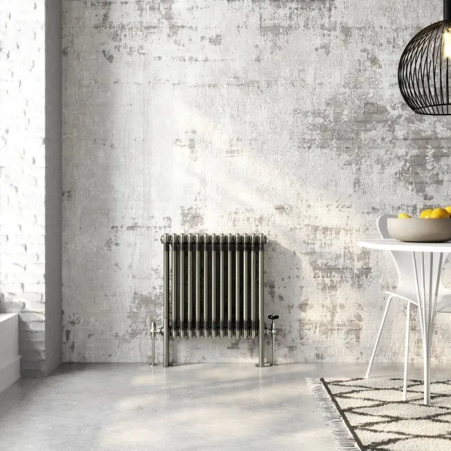 Athens Raw Metal Double Column Horizontal Traditional Radiator 600x605mm