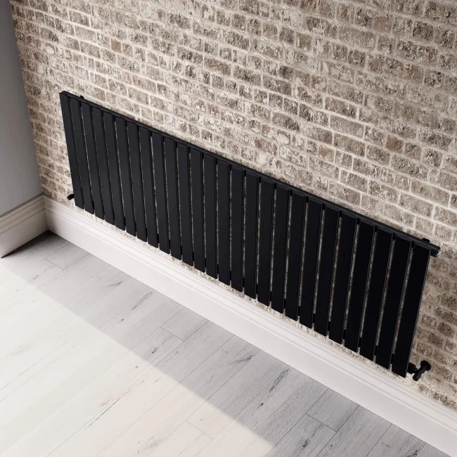 Faro Matt Black Single Flat Panel Horizontal Radiator 600x1820mm