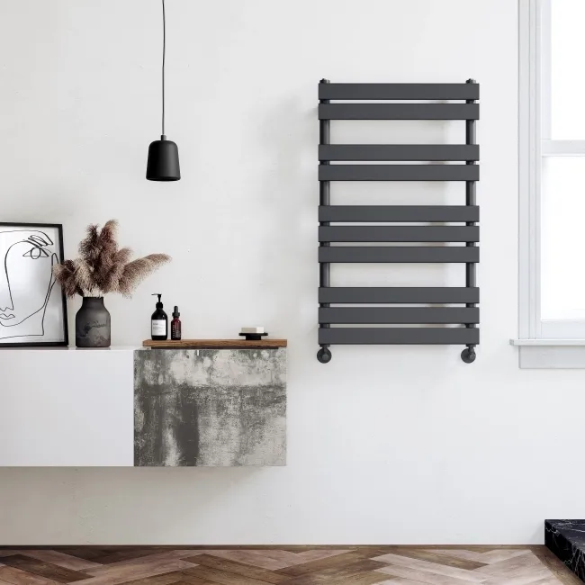 Santorini Anthracite Flat Panel Heated Towel Rail 1000x600mm