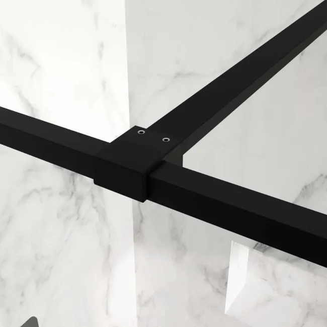 Munich Matt Black Grid Easy Clean 8mm Wet Room Shower Glass Panel 900mm