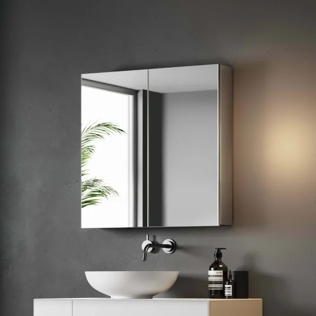 Elena Stainless Steel Mirror Cabinet 600x600mm