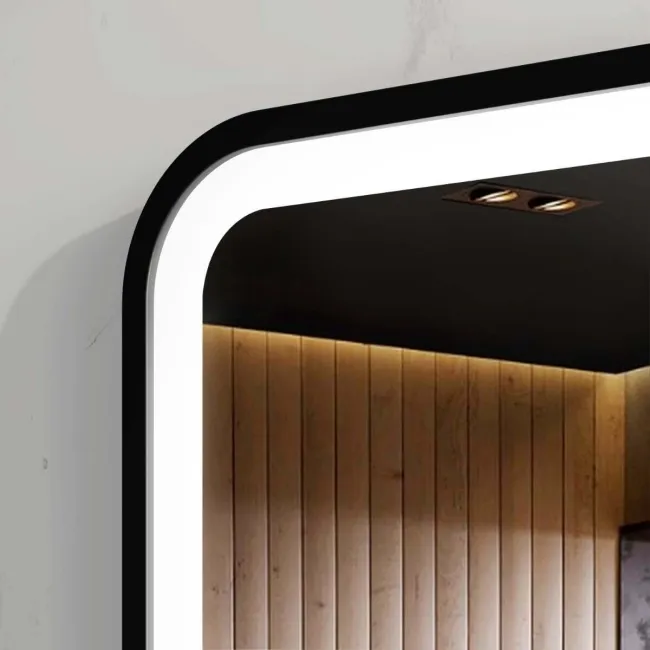 Olivia Black Framed Illuminated LED Mirror 700x500mm