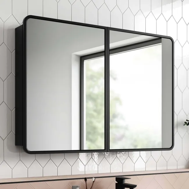Olivia Black Framed Mirror Cabinet 710x1000mm