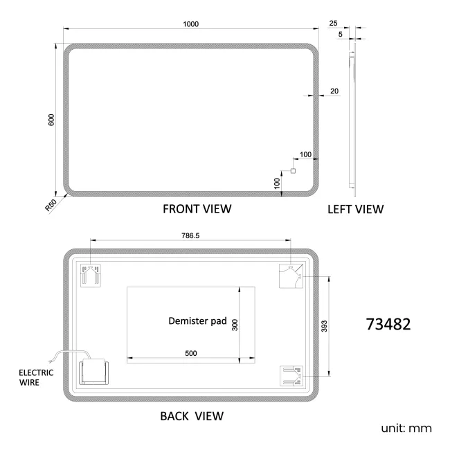 Jolie Illuminated LED Mirror 600x1000mm