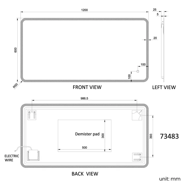 Jolie Illuminated LED Mirror 600x1200mm