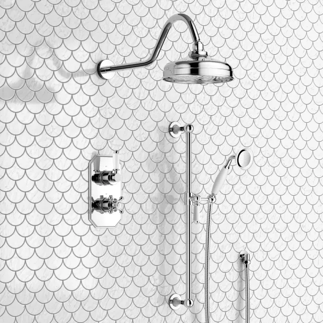 Shannon Premium Traditional Thermostatic Shower Set - 200mm Head & Slider Shower