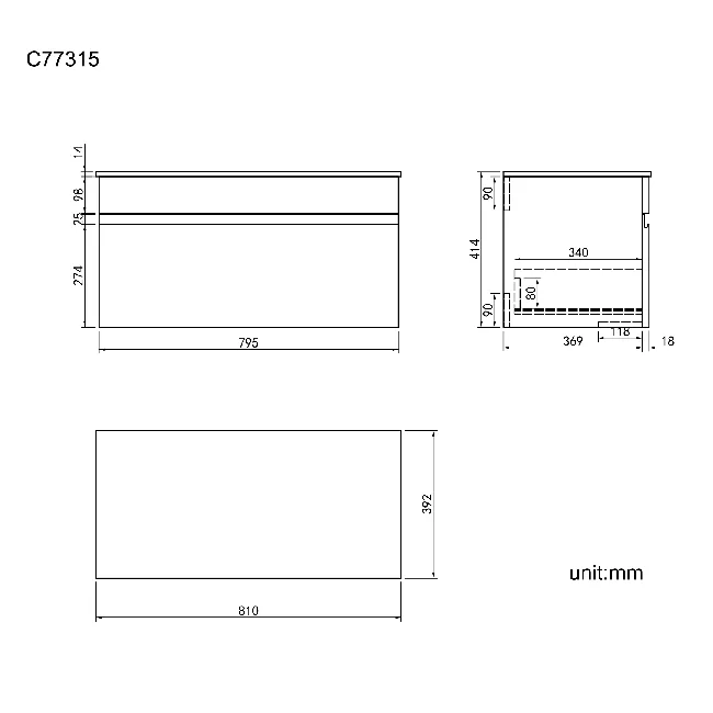 Trent Gloss White Wall Hung Drawer 800mm with Marble Top 800mm - Excludes Counter Top Basin