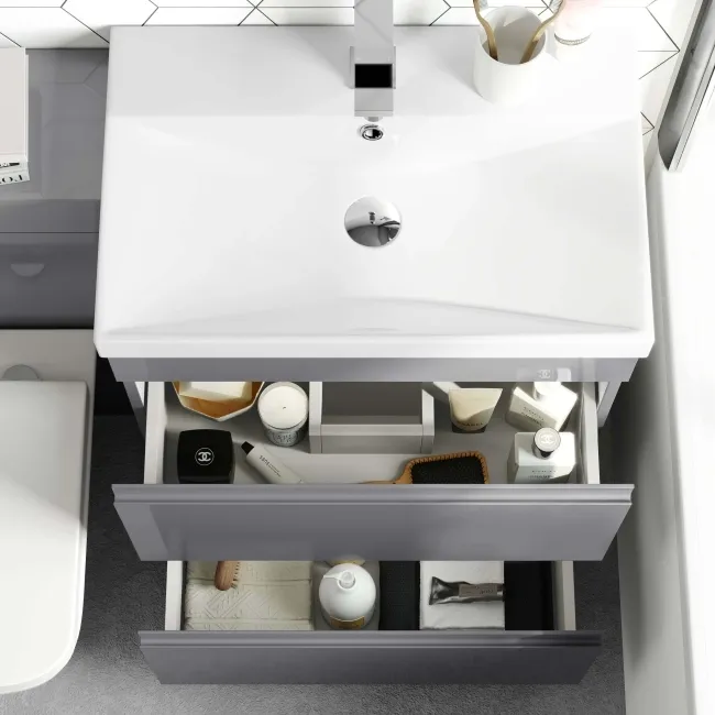 Trent Stone Grey Combination Basin Drawer and Atlanta Toilet 1100mm