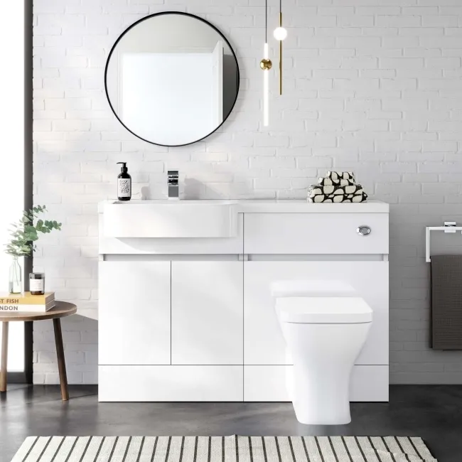 Foster Gloss White Combination Vanity Basin and Atlanta Toilet 1200mm - Left Handed