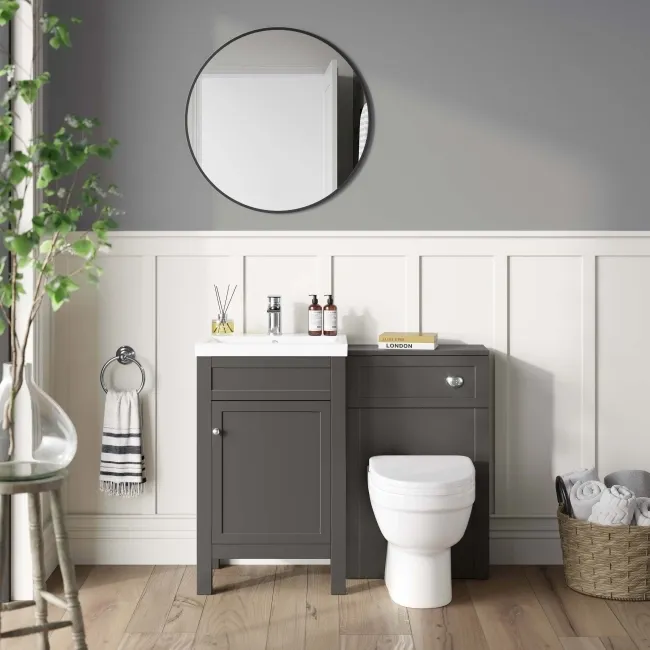 Bermuda Graphite Grey Combination Vanity Basin and Seattle Toilet 1000mm